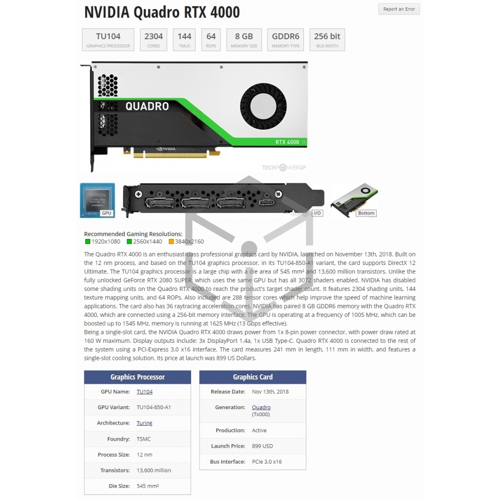 Quadro RTX4000 8G