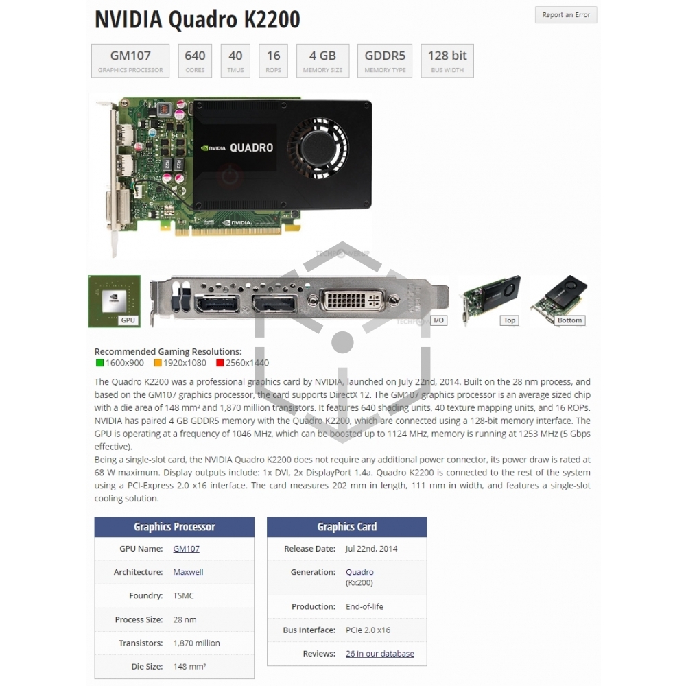 Quadro K2200 4G