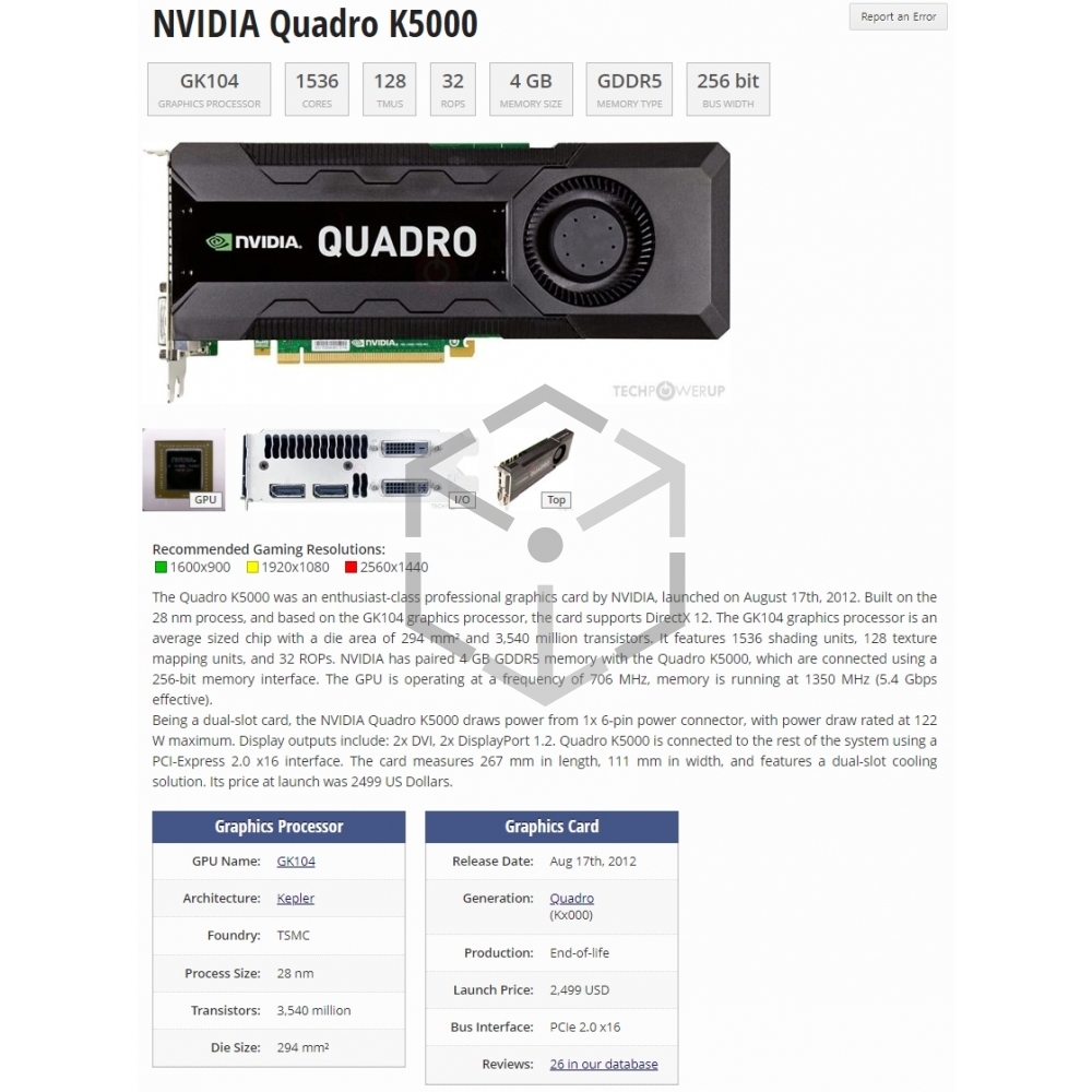 Quadro K5000 4G