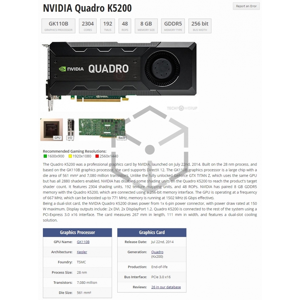 Quadro K5200 8G