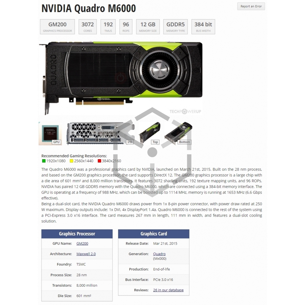 Nvidia Quadro M6000 12G 영상편집 렌더링 설계 그래픽카드 쿼드로 딥