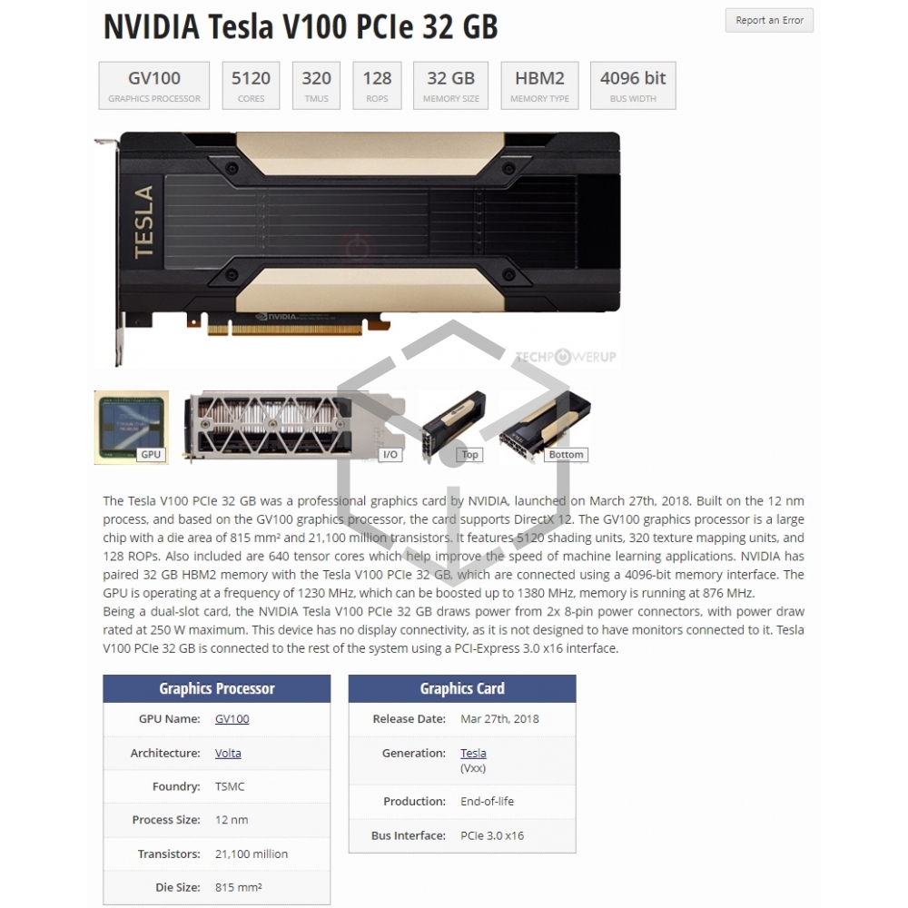 Tesla V100 32G SXM3 PCIe