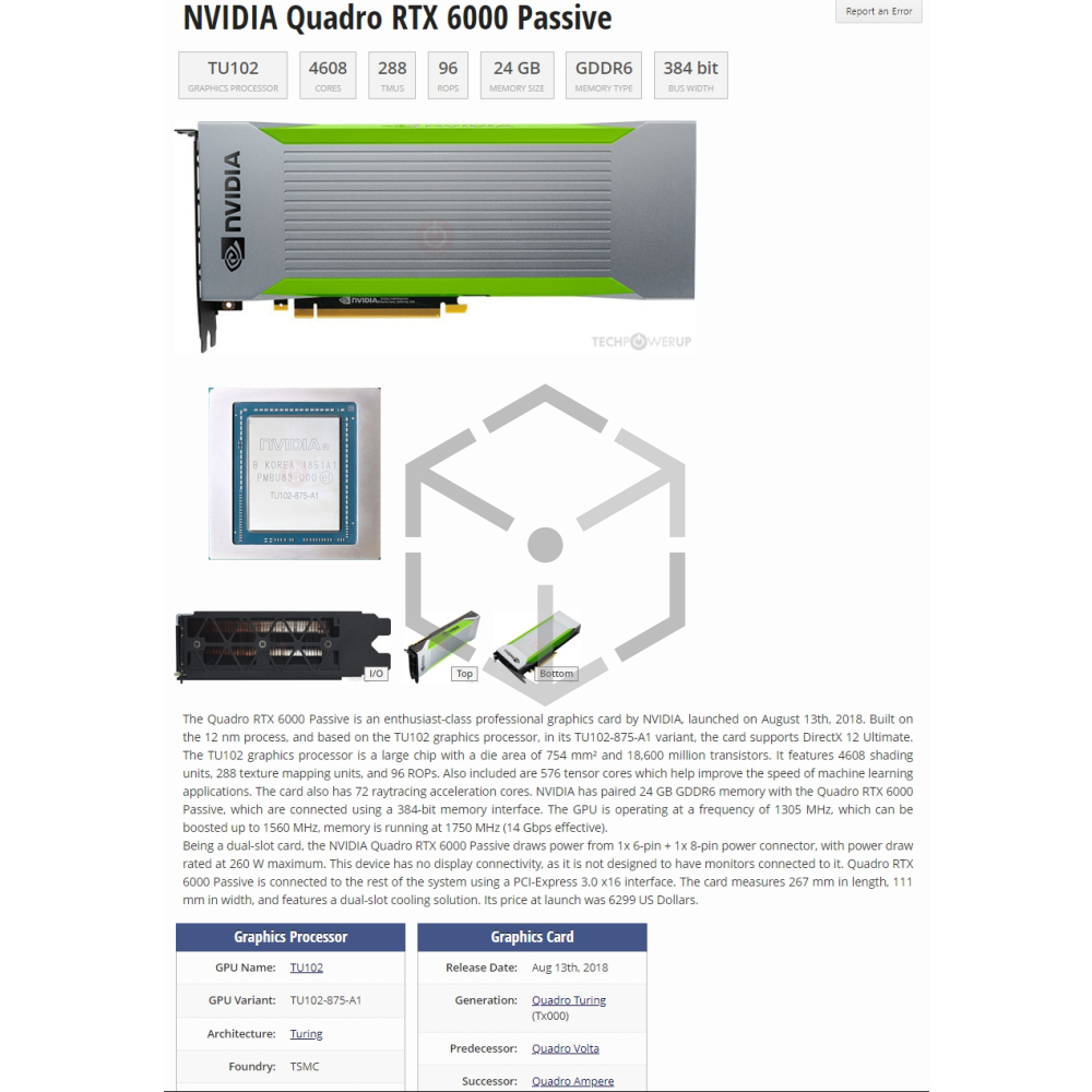 Quadro RTX6000 24G Passive