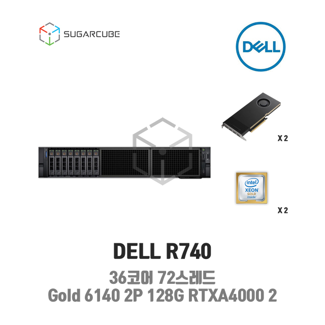 DELL Poweredge R740 Gold 6140 2P 128G RTXA4000 2 8 SFF 중고