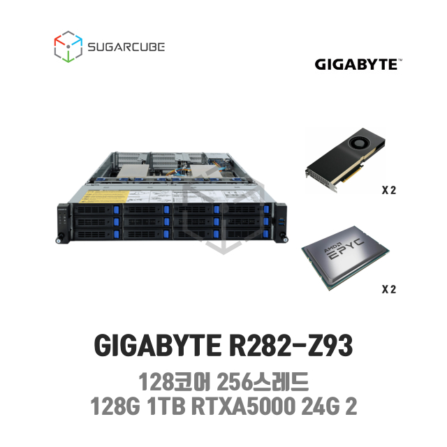 GPU서버 GIGABYTE R282-Z93 128코어 256스레드 128G 1TB RTXA5000 24G 2