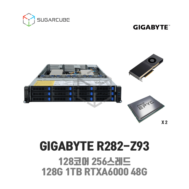 GPU서버 GIGABYTE R282-Z93 128코어 256스레드 128G 1TB RTXA6000