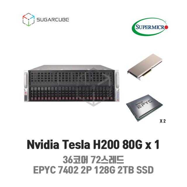GPU호스팅 Nvidia Tesla H200 141G 1 24코어 48스레드 128G 2TB SSD 딥러닝 빅데이터 인공지능 학습 임대